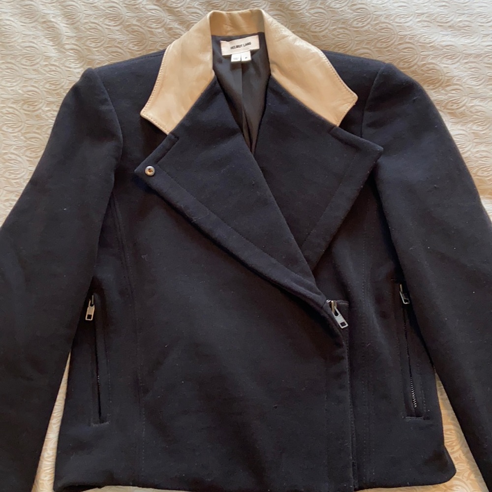 Helmut Lang biker moto jacket wool and leather